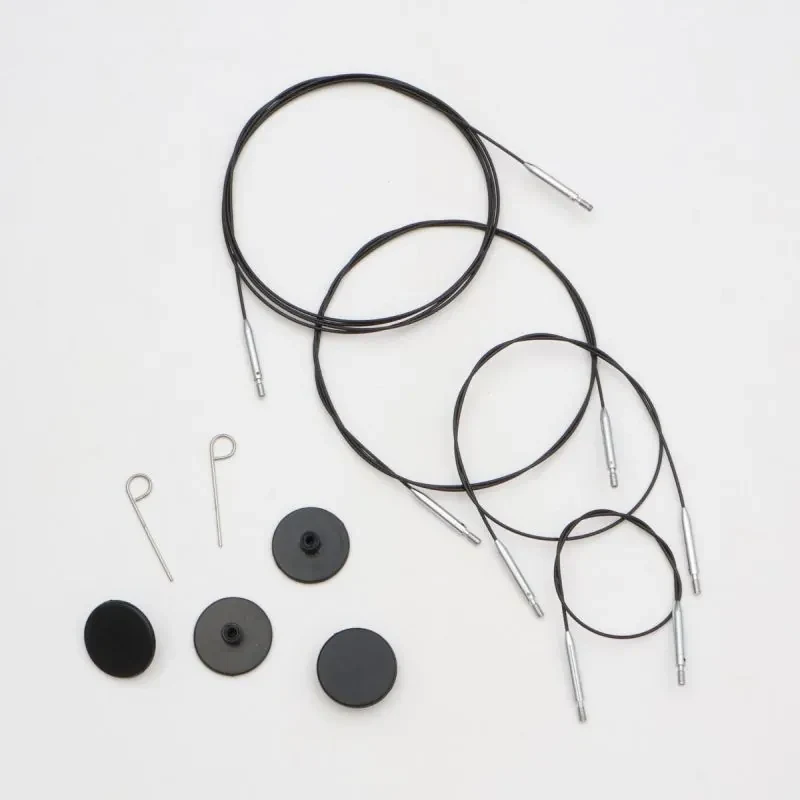 KnitPro Thin & Flex Cable, Negro Plata Swivel, 40-150 cm - Compra